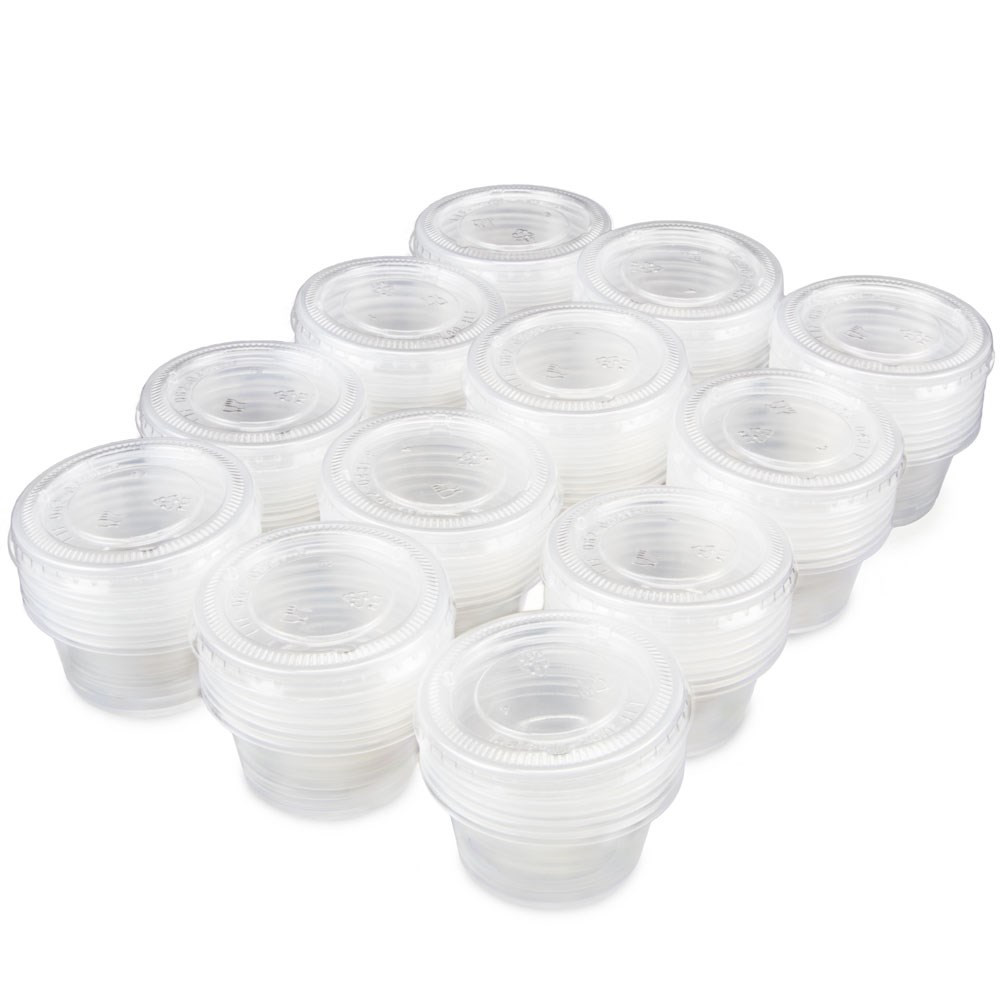 100 Ct 2 Oz Clear Plastic Portion Cups, Jello Shot Condiment Sauce