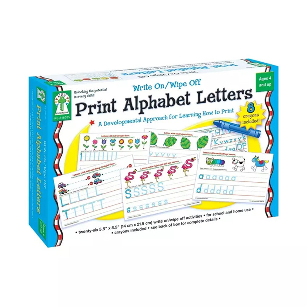 KE-846035 - Write On/Wipe Off Print Alphabet Letters in Dry Erase Sheets