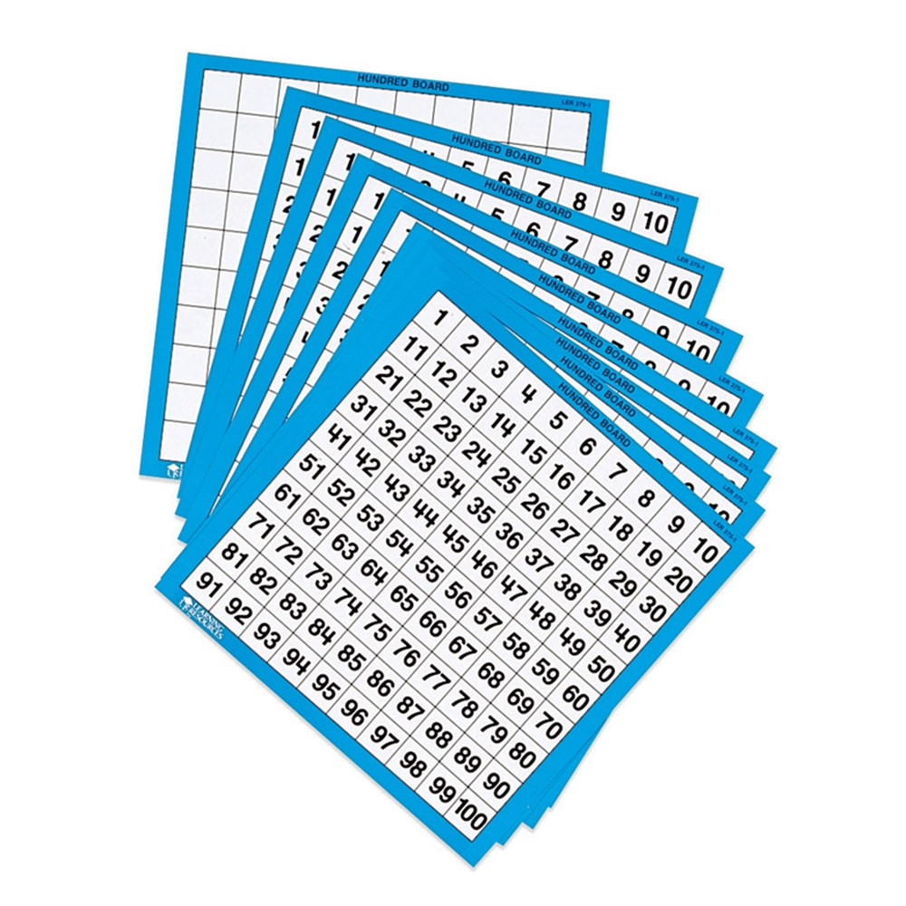 LER0375 - Laminated Hundreds Cards 10/Pk 11 X 11 in Place Value