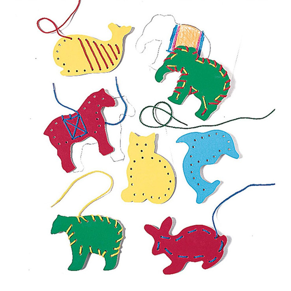LR-2562 - Lacing & Tracing Animals 7/Pk Ages 3-7 in Lacing