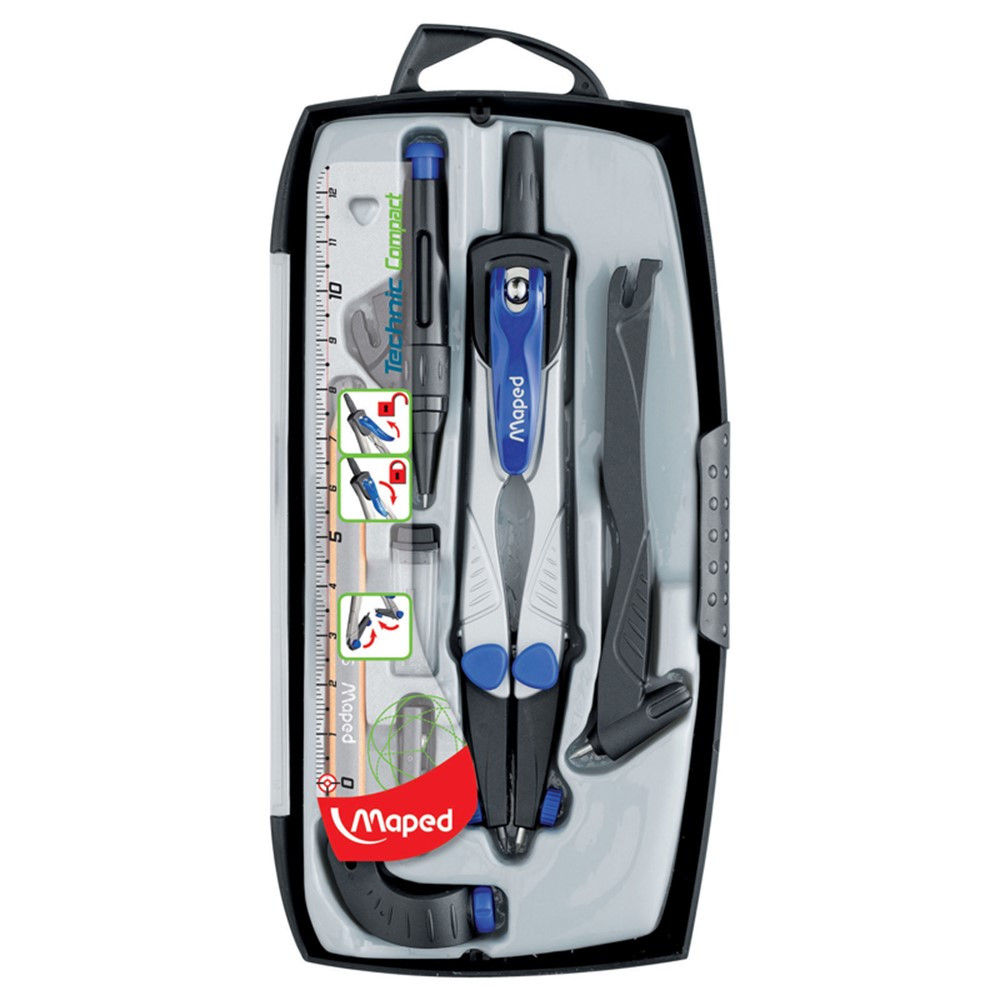 MAP538717 - Maped Technic Compass 7 Piece Set in Drawing Instruments