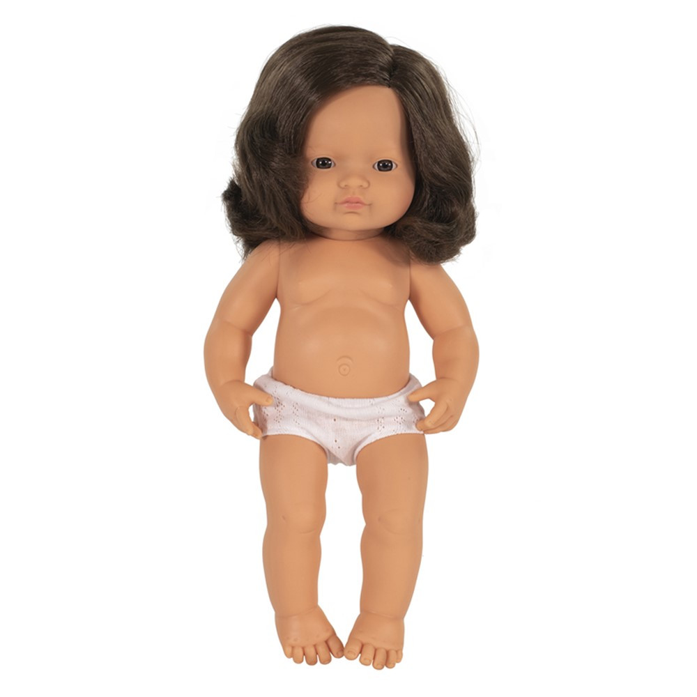 Anatomically Correct 15" Baby Doll, Caucasian Girl, Brunette - MLE31080 | Miniland Educational Corporation | Dolls