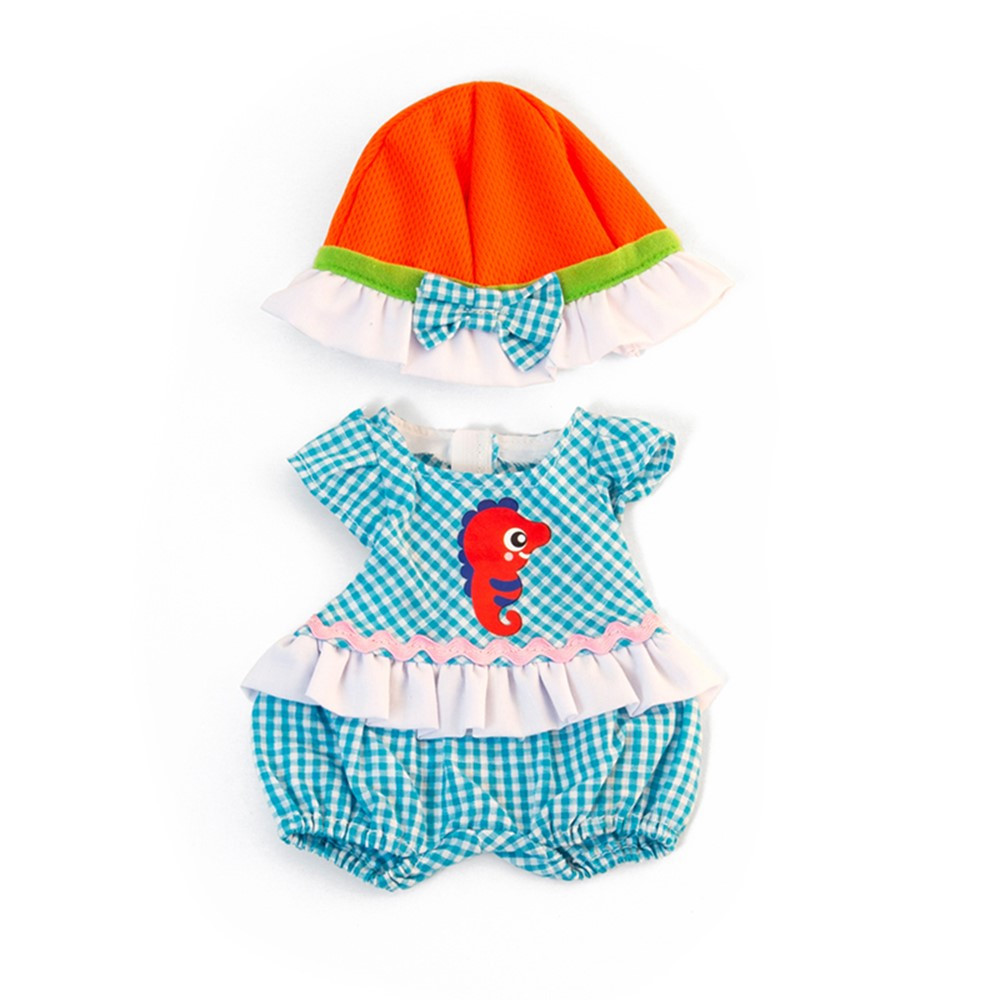 Doll Clothes, Fits 12-5/8" Dolls, Warm Weather Romper/Hat Set - MLE31642 | Miniland Educational Corporation | Dolls