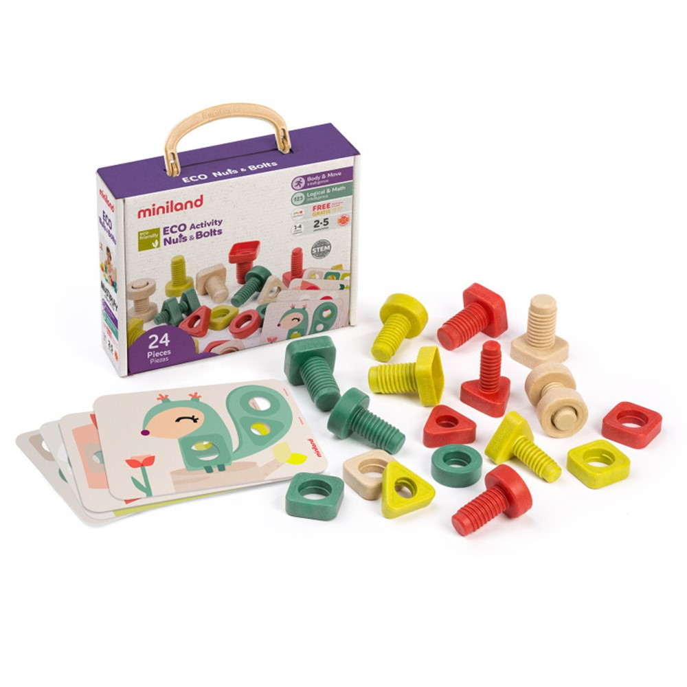 ECO Nuts & Bolts, 28 Pieces - MLE32255 | Miniland Educational Corporation | Gross Motor Skills