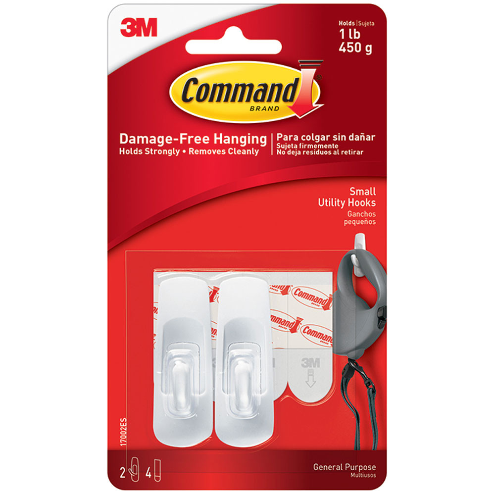 MMM17002 - Command Adhesive Reusable Small Hooks Pack Of 2 in Adhesives