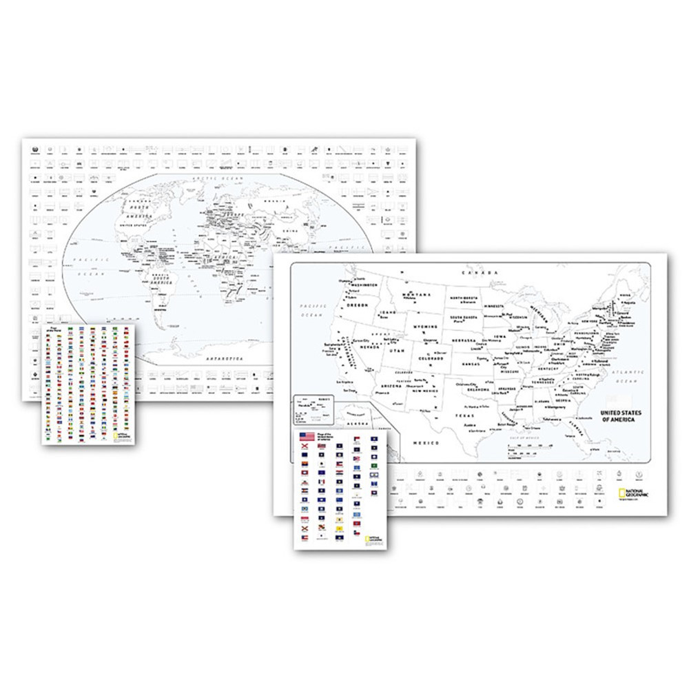 World and United States Coloring, Map Pack Bundle, 36 x 24" - NGMRE01021221B | National Geographic Maps | Maps & Map Skills"