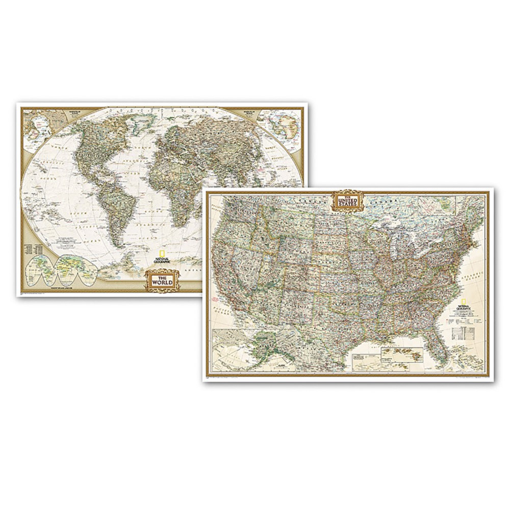 World and United States Executive, Poster Size, Map Pack Bundle, 36 x 24" - NGMRE01021232B | National Geographic Maps | Maps & Map Skills"
