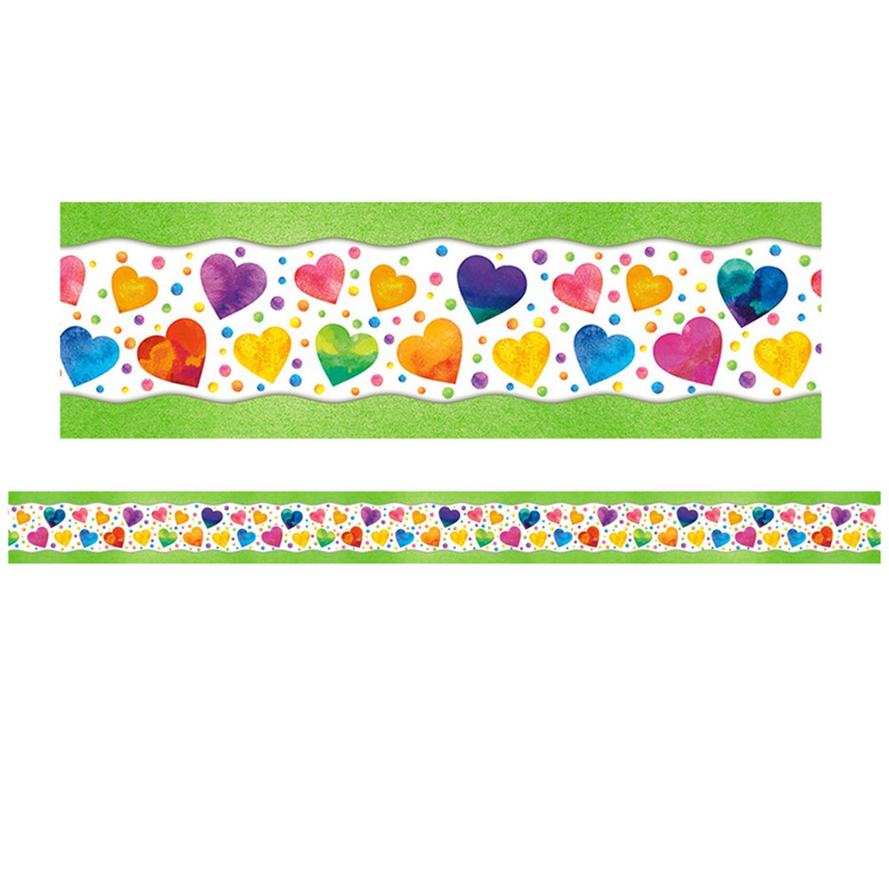 All Around the Board Trimmer, Watercolor Hearts, 43' - NST4243 | North Star Teacher Resource | Border/Trimmer