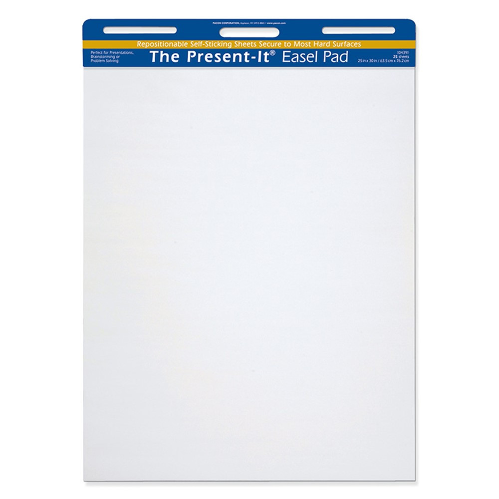 Easel Pad, Self-Adhesive, White, Unruled 25" x 30", 25 Sheets, Pack of 2 - PAC104391 | Dixon Ticonderoga Co - Pacon | Easel Pads