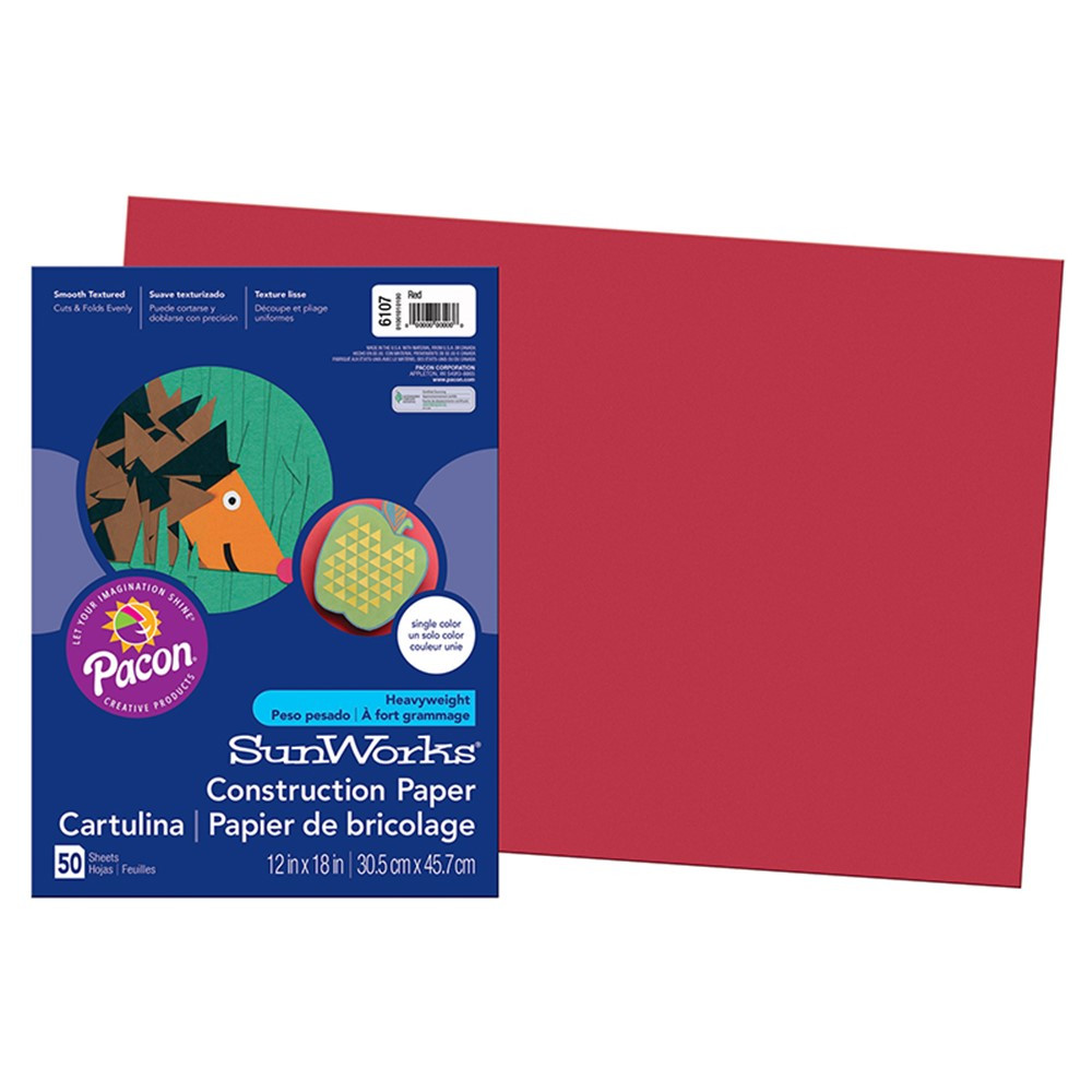 PAC6107 - Sunworks 12X18 Red 50Shts Construction Paper in Construction Paper