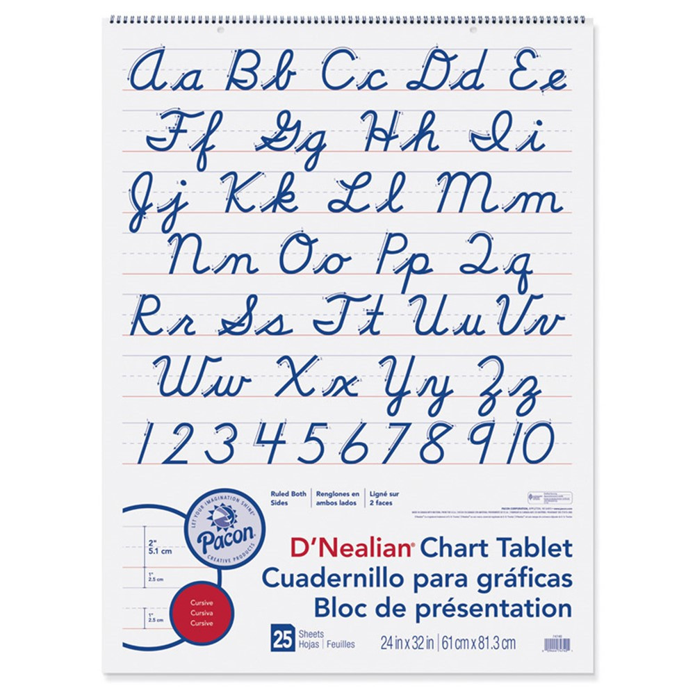 PAC74740 - D Nealian Chart Tablet Cursive in Chart Tablets