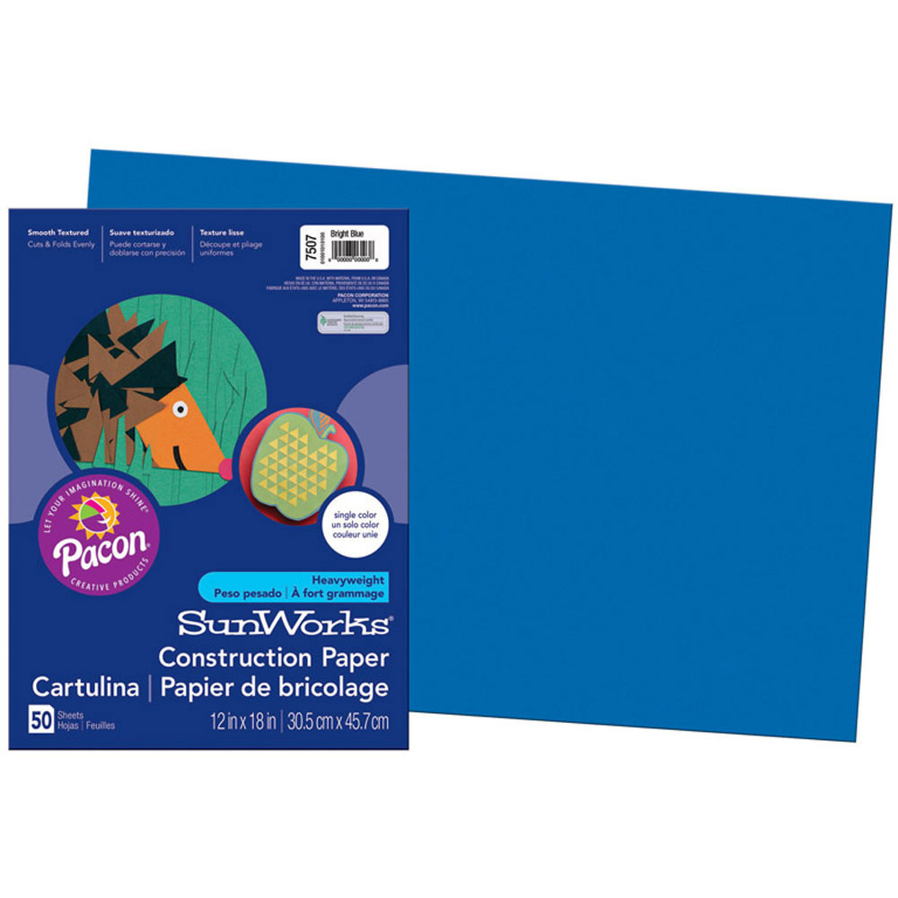 PAC7507 - Sunworks Bright Blue 12X18 Construction Paper in Construction Paper