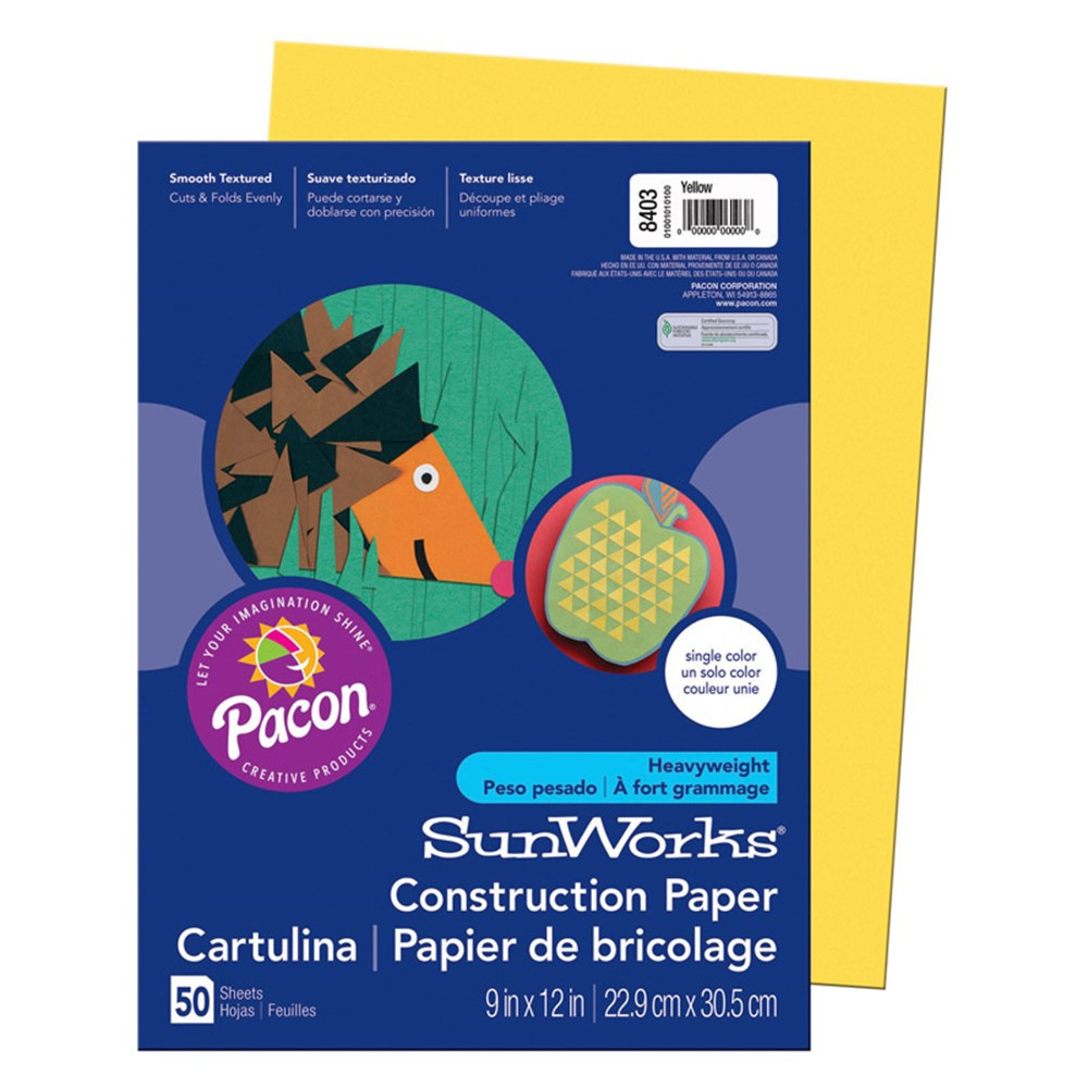 PAC8403 - Sunworks 9X12 Yellow 50Ct Construction Paper in Construction Paper