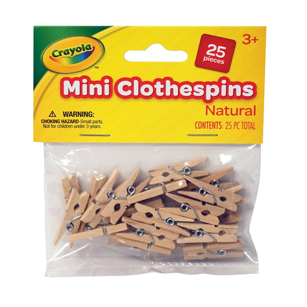 Mini Clothespins, 1", Natural, 25 Pieces - PACAC367201CRA | Dixon Ticonderoga Co - Pacon | Clothes Pins