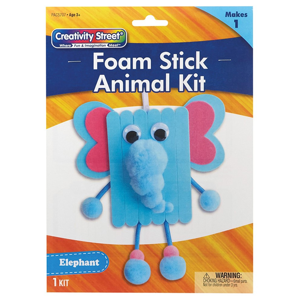 Foam Stick Animal Kit, Elephant, 7.75" x 11" x 1.25", 1 Kit - PACAC5707 | Dixon Ticonderoga Co - Pacon | Art & Craft Kits