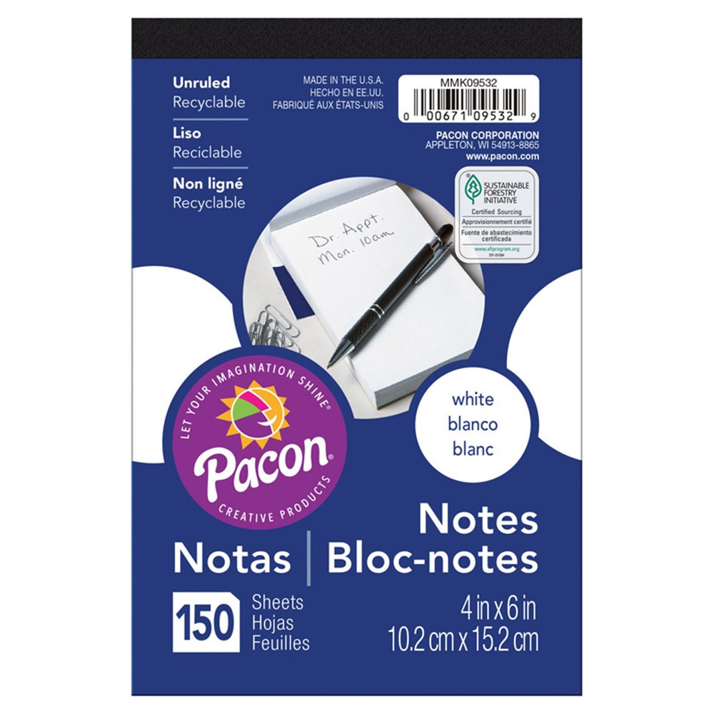PACMMK09532 - White Note Pads 4X6 150 Ct in Note Books & Pads