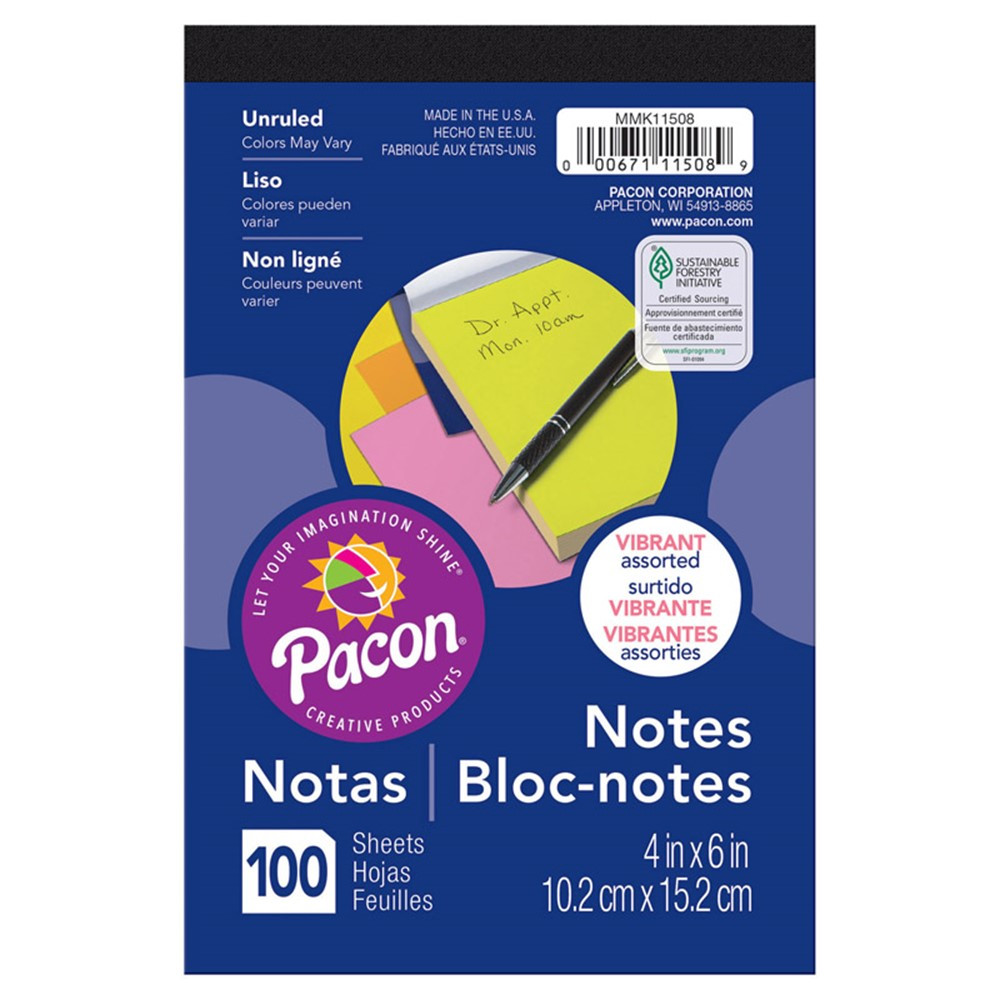 PACMMK11508 - Neon 4X6 Note Pad 100Ct in Note Books & Pads