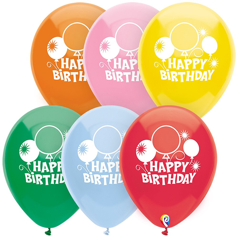 PBN57449 - 12In Happy Bday Balloons 2 Side 8Pk in Accessories