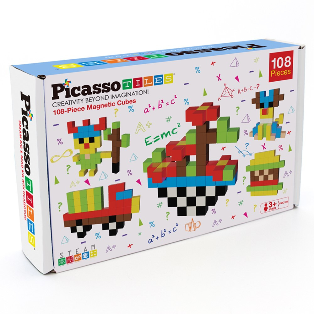 Magnetic Cubes, 108 Pieces - PCTPMC108 | Laltitude-Picasso Tiles | Blocks & Construction Play