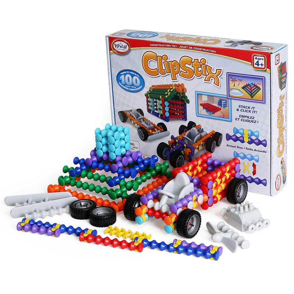 Clipstix, 100 Pieces - PPY90100 | Popular Playthings | Blocks & Construction Play