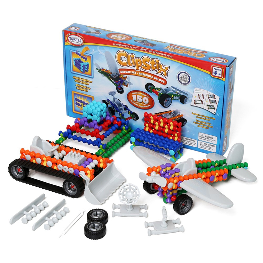 Clipstix Deluxe, 150 Pieces - PPY90101 | Popular Playthings | Blocks & Construction Play