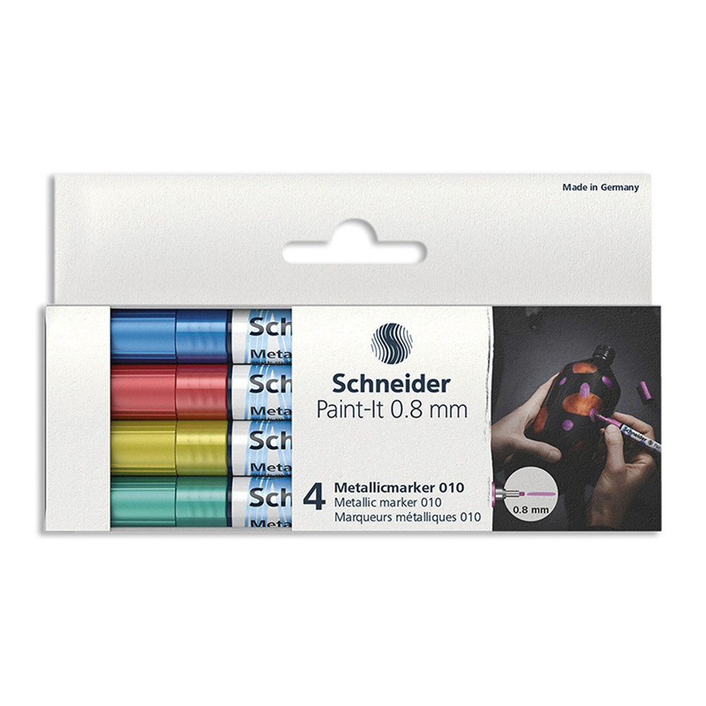 Paint-It 010 Metallic Markers, 0.8 mm Tip, Wallet, 4 Assorted Ink Colors (Set 2) - PSYML01011502 | Rediform Inc | Markers