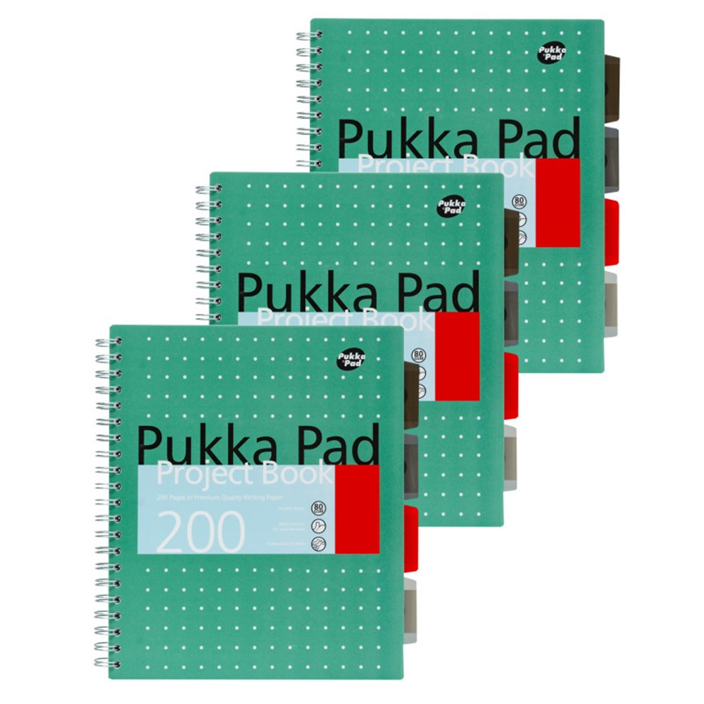 Metallic Green Letter Sized Subject Divider Notebook - Pack 3 - PUK8748MET | Pukka Pads Usa Corp | Note Books & Pads