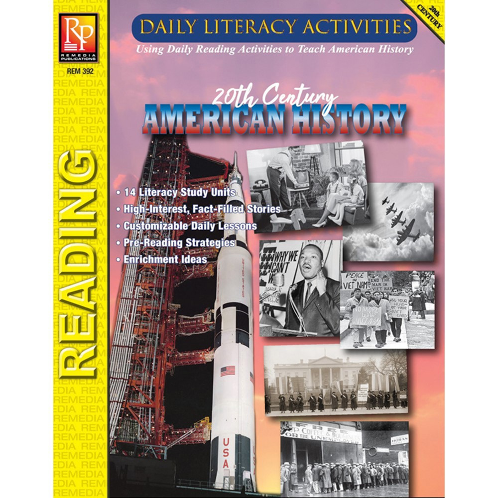 Daily Literacy Activities: 20th Century American History Reading - REM392 | Remedia Publications | History