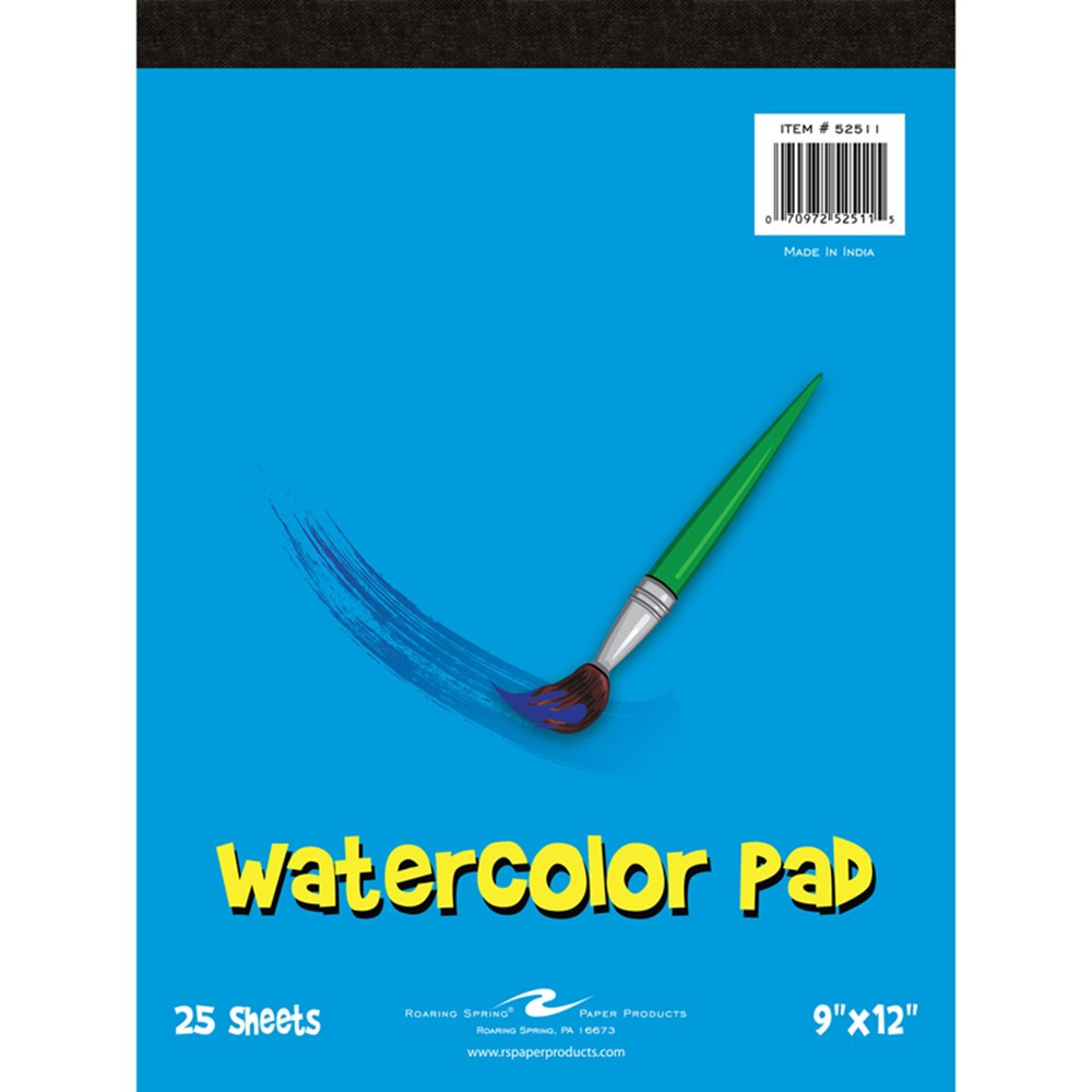 Kid's Watercolor Pad, 9" x 12", 25 Sheets - ROA52511 | Roaring Spring Paper Products | Art