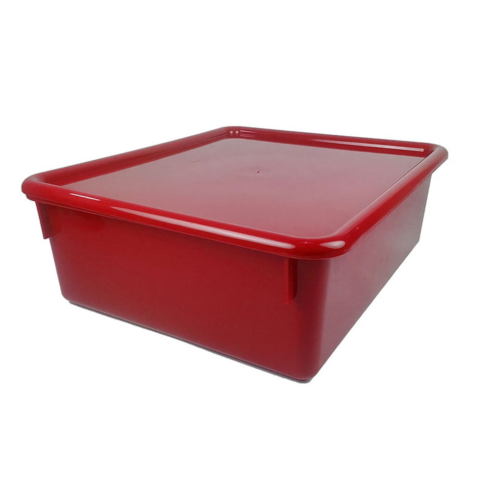 Double Stowaway Tray with Lid, Red - ROM13002 | Romanoff Products | Storage Containers