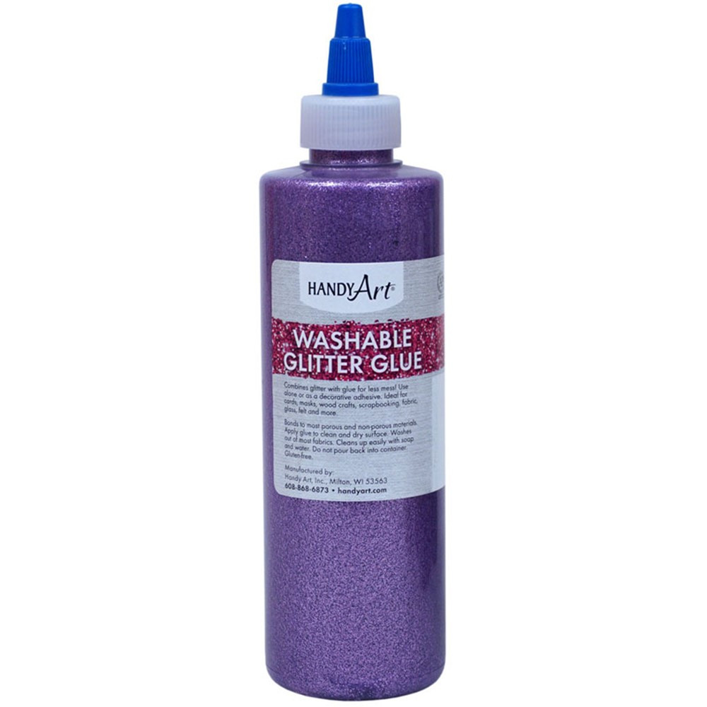 Washable Glitter Glue, 8 oz., Violet - RPC146040 | Rock Paint / Handy Art | Glitter