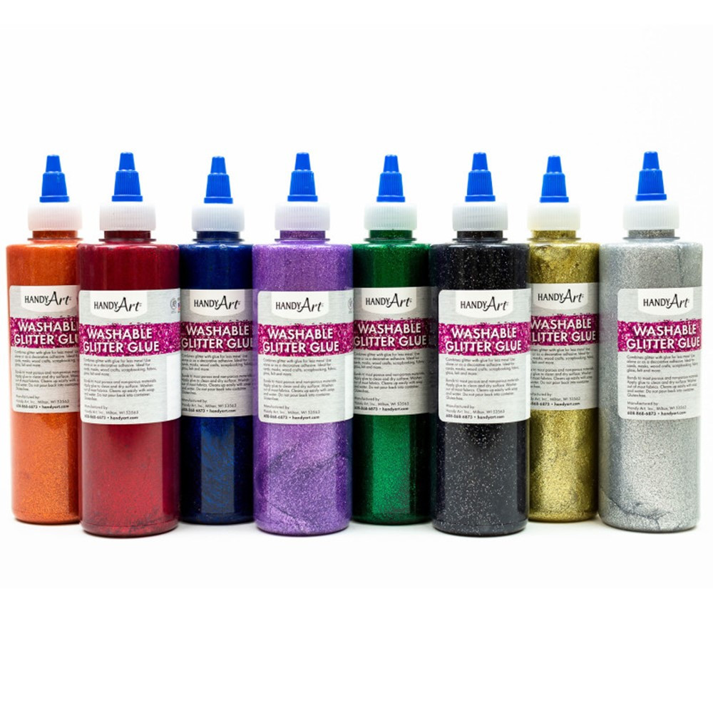 Glitter Glue, 8 oz, Set of 8 - RPC887146 | Rock Paint Distributing Corp | Glitter