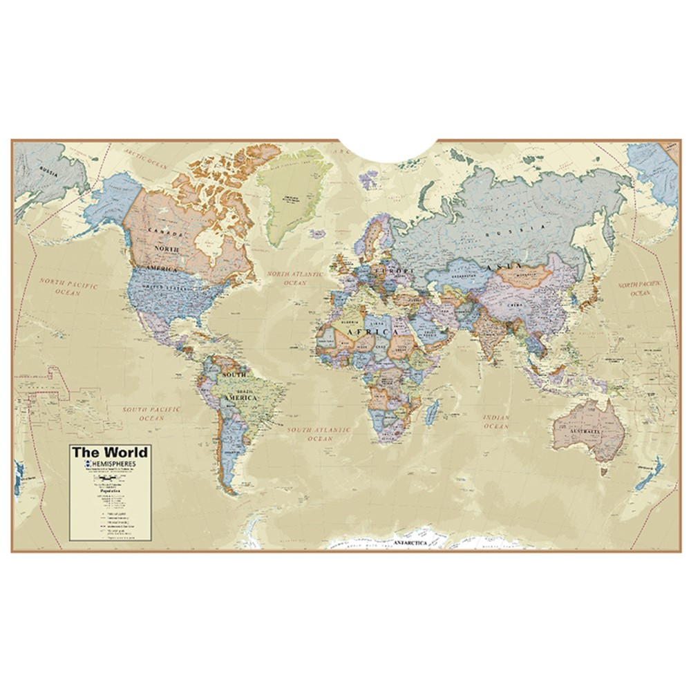 Hemispheres Boardroom Series World Laminated Wall Map - RWPHM03 | Waypoint Geographic | Maps & Map Skills