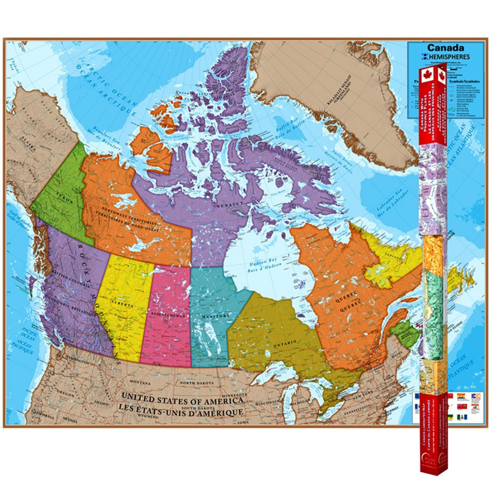 RWPHM06 - Hemispheres Laminated Map Canada in Maps & Map Skills