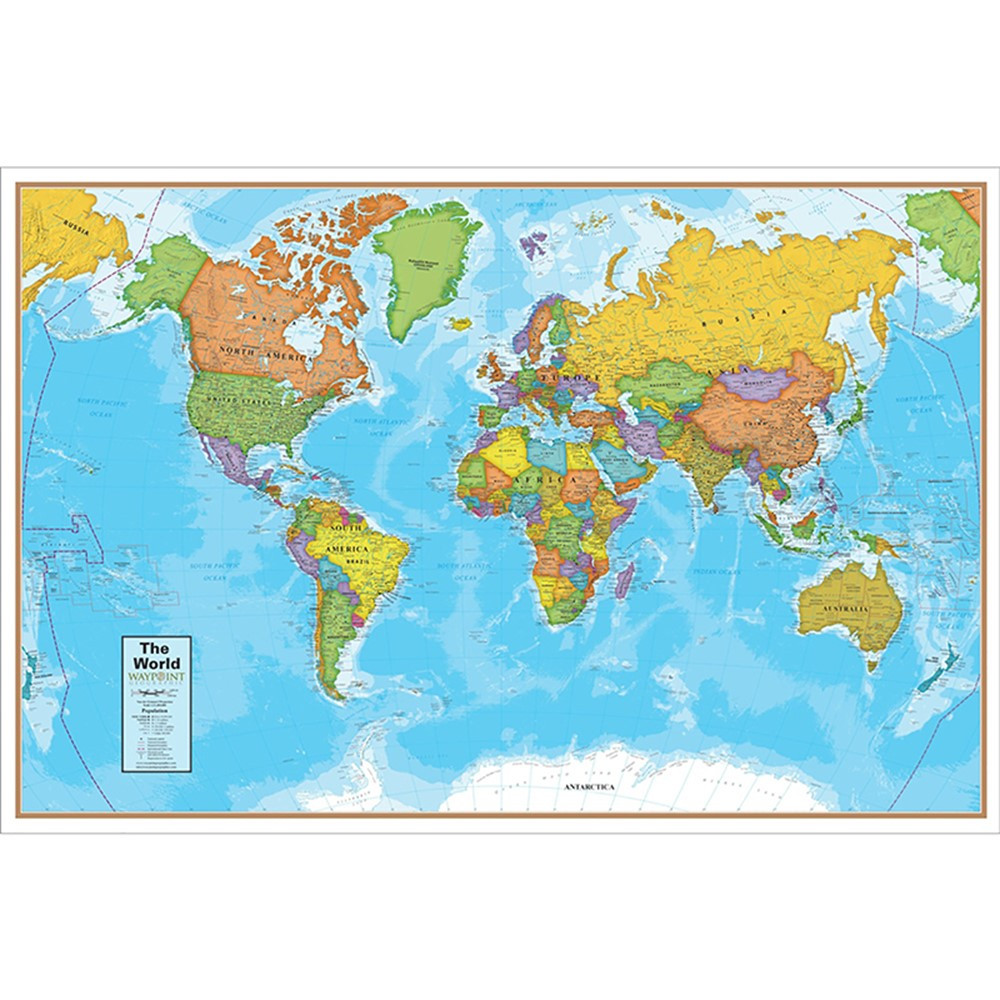 Blue Ocean World 24 x 36" Laminated Wall Map - RWPWG10 | Waypoint Geographic | Maps & Map Skills"