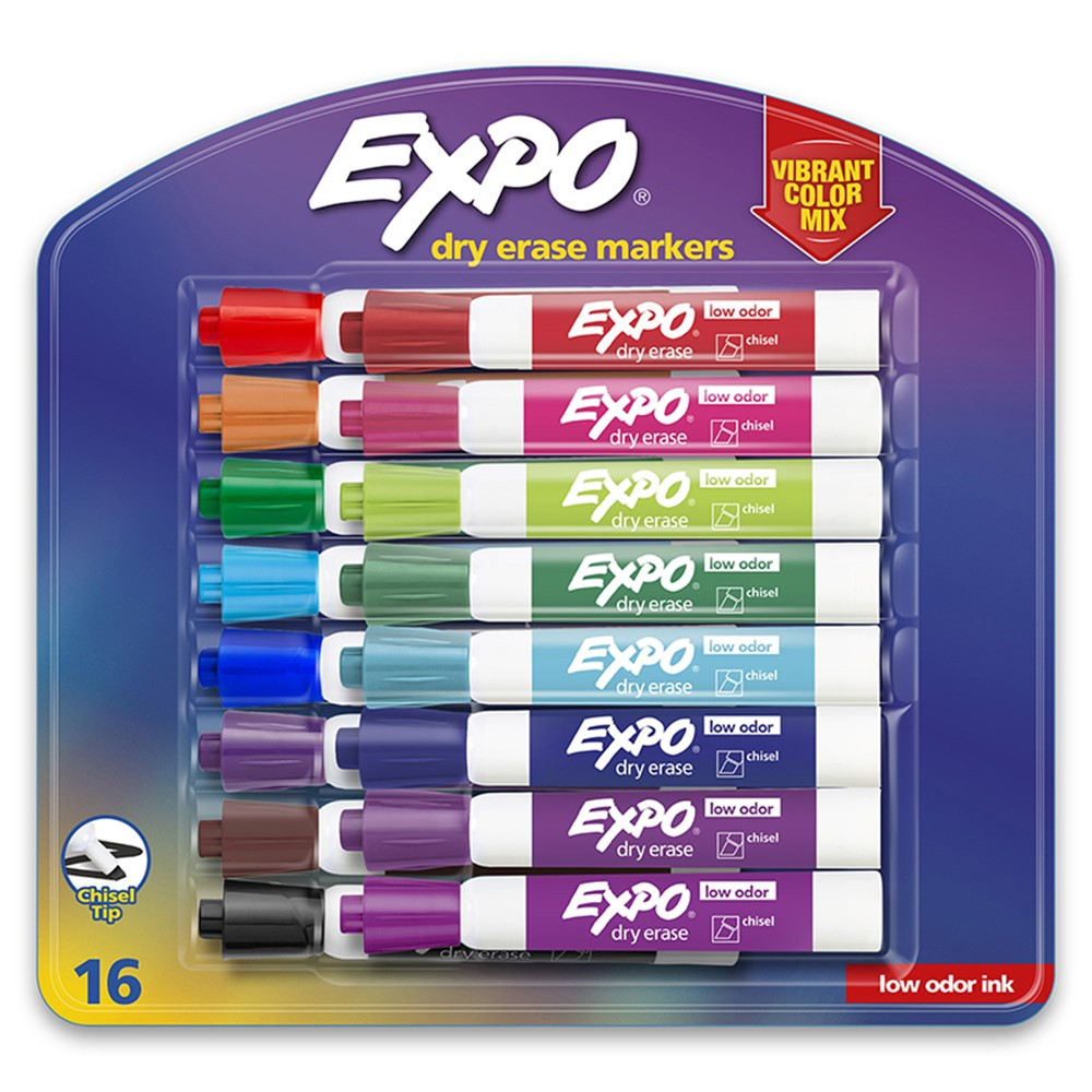 Low Odor Dry Erase Markers, Chisel Tip, Vibrant Colors, 16 Count - SAN1927526 | Sanford L.P. | Markers