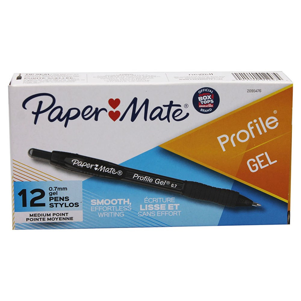 Paper Mate Gel Pen, Profile Retractable Pen, 0.7 mm, Black, 8 Count 