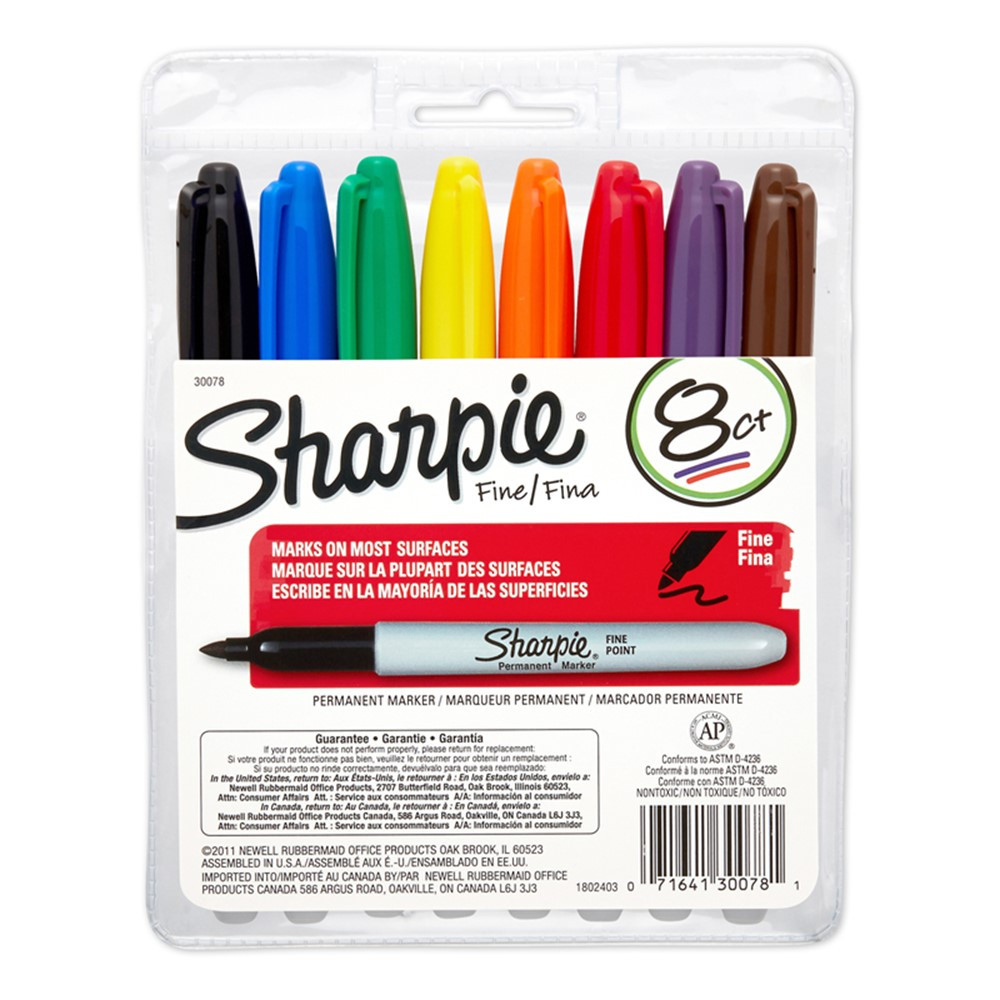 Sharpie Sharpie Pens, Fine Point (0.4mm), Assorted Colours, 8 Pack