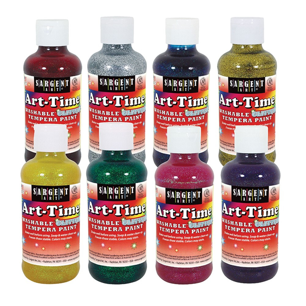 SAR173999 - Art-Time 8 Oz Washable  Glitter 8Ct Asst in Paint