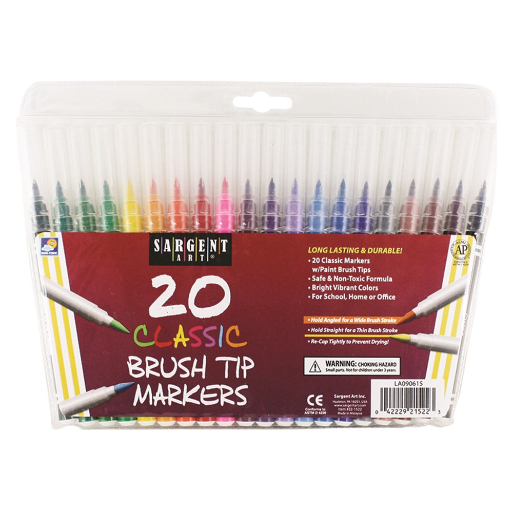 SAR221522 - Sargent Art 20Ct Classic Brush Tip Markers in Markers