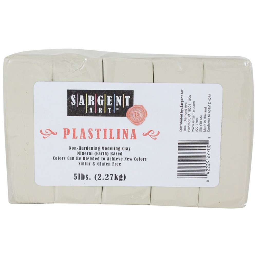 Plastilina Non-Hardening Modeling Clay, 5 lbs., Cream - SAR227700 | Sargent Art  Inc. | Clay & Clay Tools