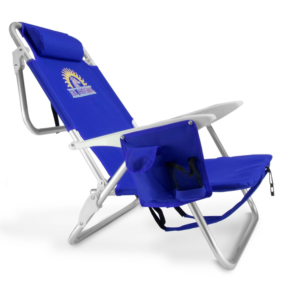 4-Position Folding Beach Chair, Blue