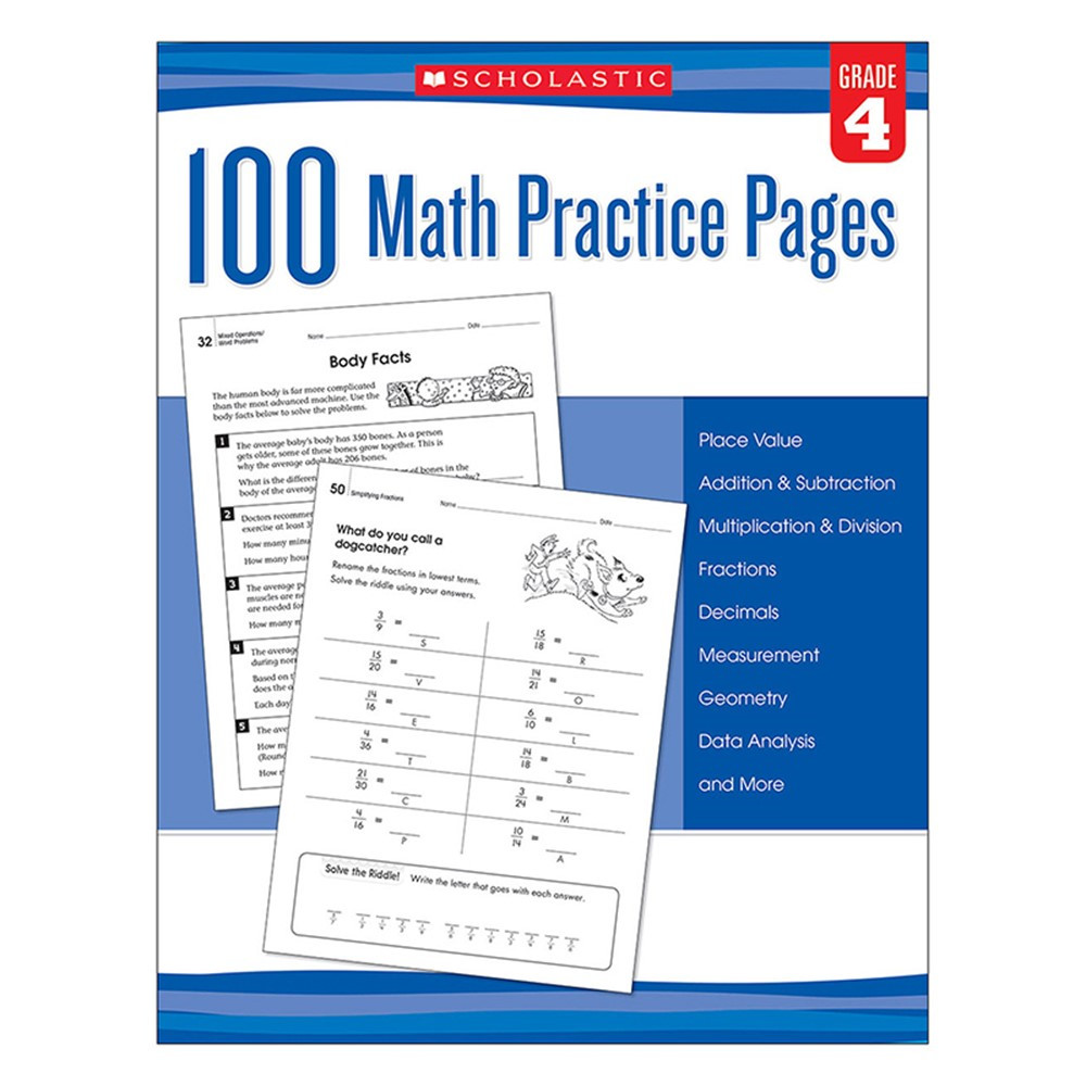 SC-579940 - 103 Math Practice Pages Gr 4 in Activity Books