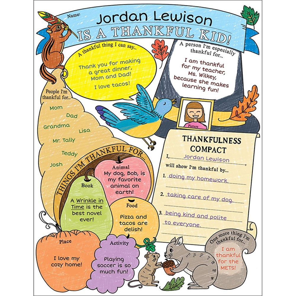 SC-831435 - Personal Poster Set Im Thankful Kid Gr 3-6 in Classroom Theme