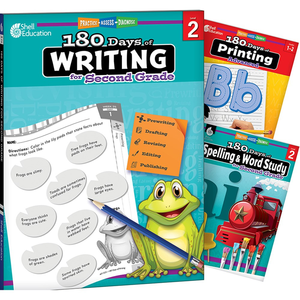 180 Days Writing, Spelling, & Printing Grade 2: 3-Book Set - SEP147661 | Shell Education | Writing Skills