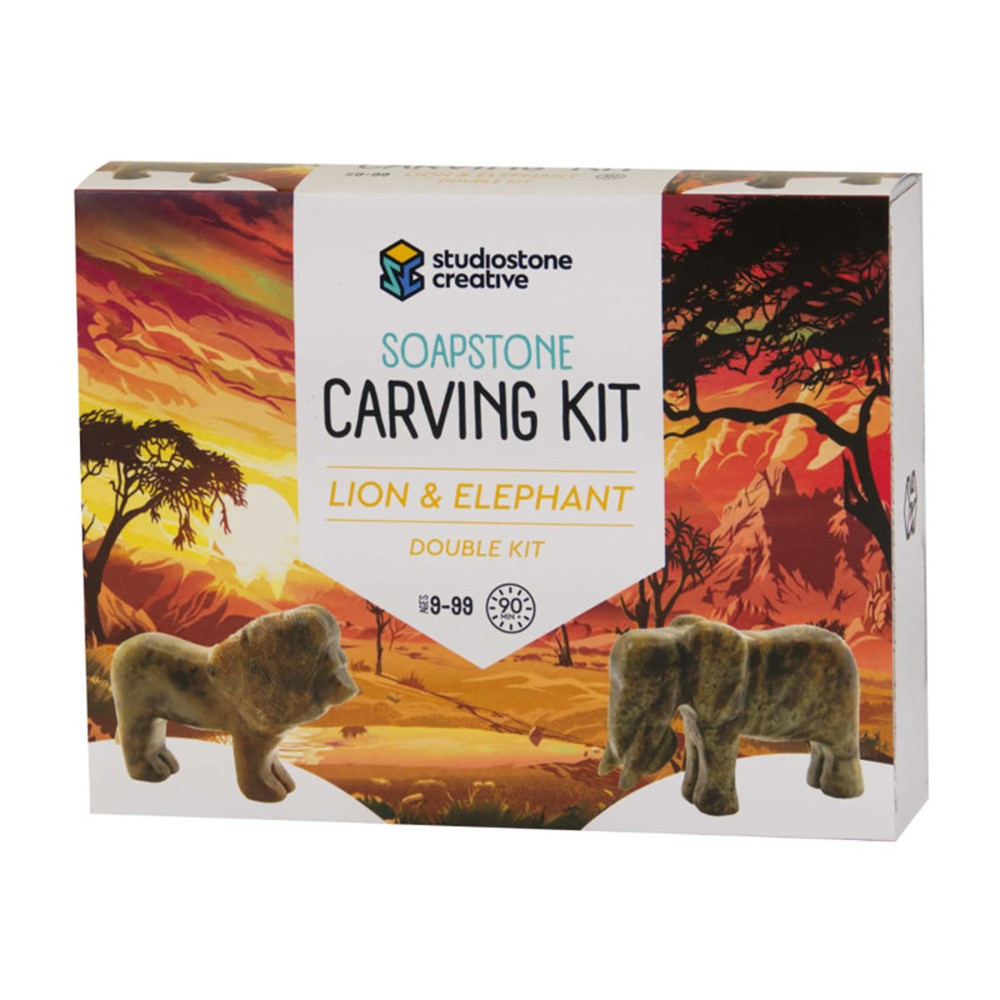 Lion & Elephant Double Carving Kit - SSVLEDK | Studiostone Creative Inc | Art & Craft Kits