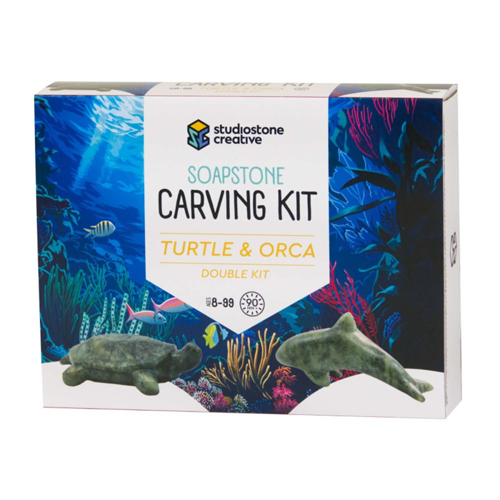 Turtle & Orca Double Soapstone Carving Kit - SSVTODK | Studiostone Creative Inc | Art & Craft Kits