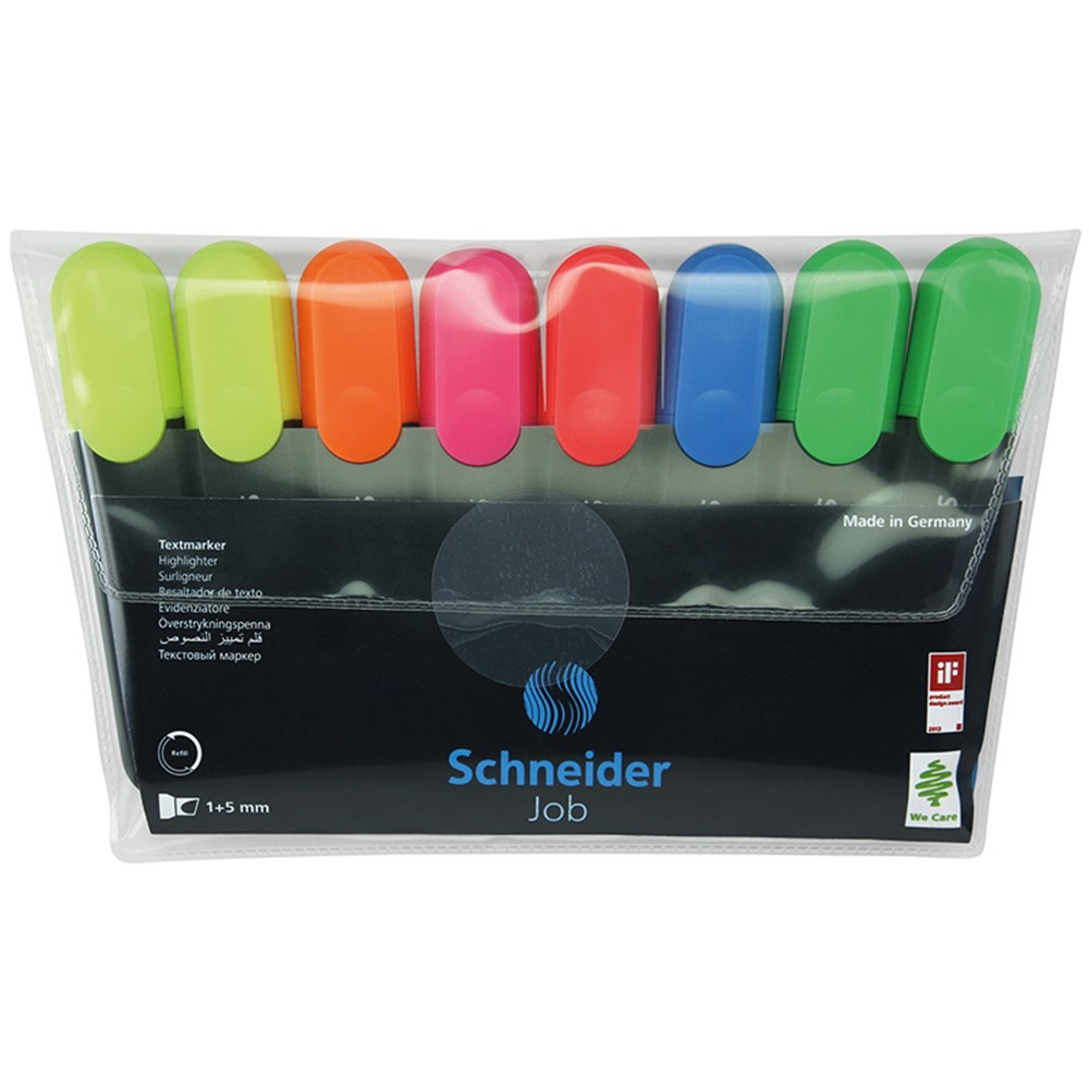 Job Highlighters, Chisel Tip, 8-Pack/6-Color Assortment - STW115088 | Stride, Inc. | Highlighters