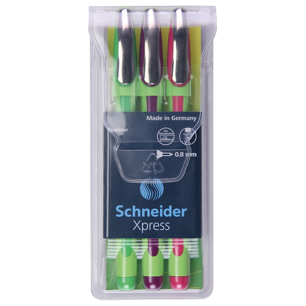 STW190095 - Schneider Xpress Fineliner Asst 3Pk Pens Assortment Light Grn Vlt Pink in Pens