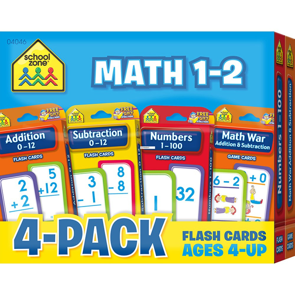 SZP04046 - Math 1-2 Flash Cards 4 Pk in Flash Cards